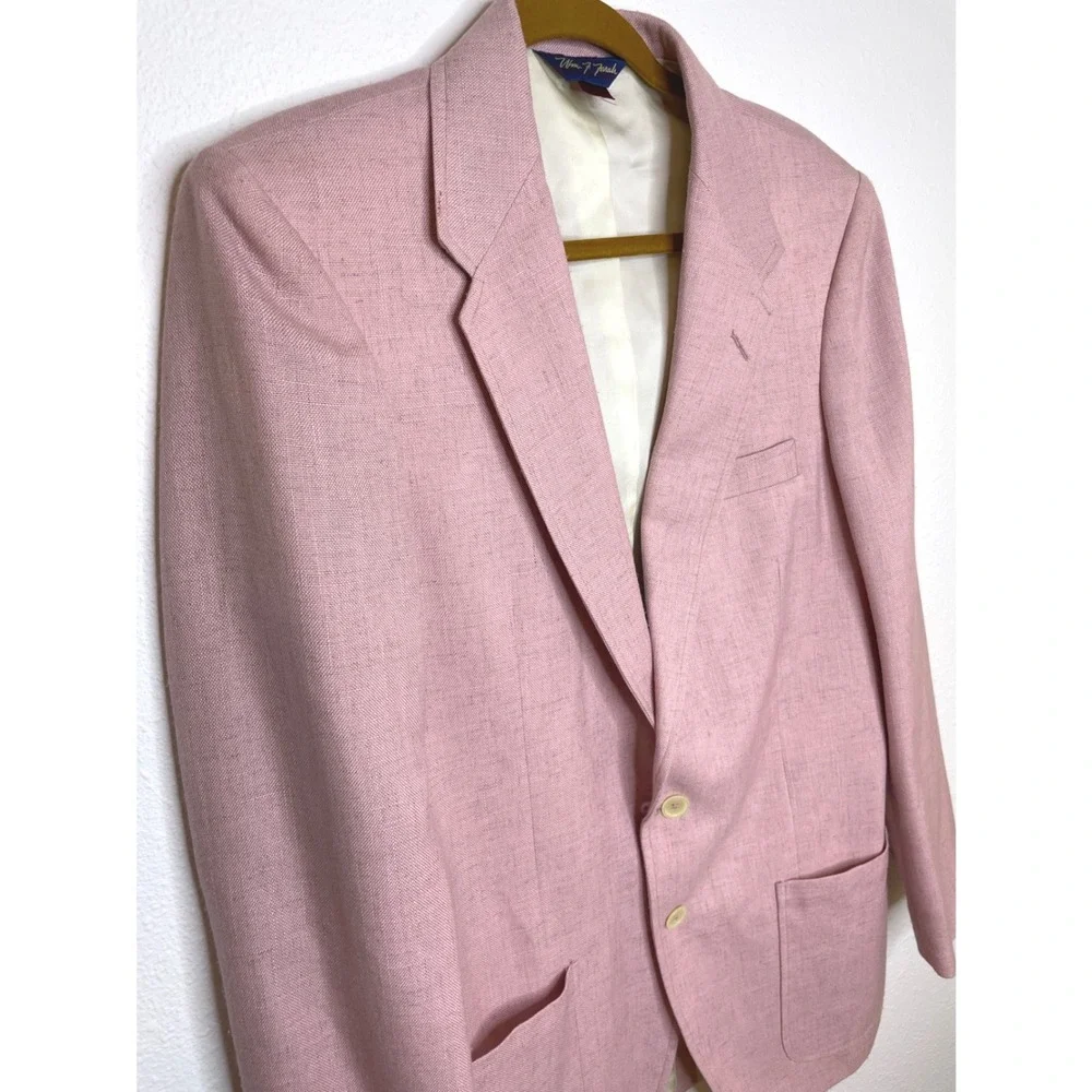 Wm F Farah Mens Sport Coat Vintage Two Button Blazer 40L Pink